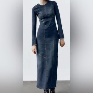 ZARA TRF denim maxi dress